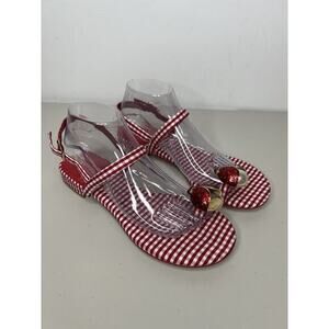 Jeffrey Campbell Red White Gingham Beeanca Slingback Sandals Size 9